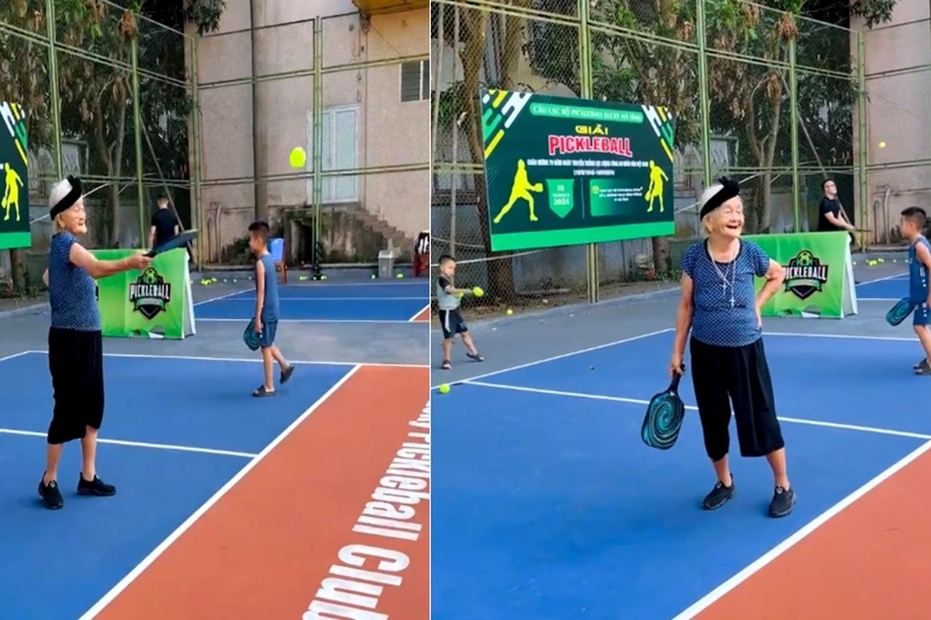 Cụ bà gần 100 tuổi ở Hà Tĩnh mê tập gym, thử sức thêm Pickleball - 1 Cụ bà gần 100 tuổi ở Hà Tĩnh mê tập gym, thử sức thêm Pickleball - 1