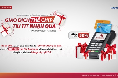 Cùng Agribank “Giao dịch thẻ chip, tíu tít nhận quà”