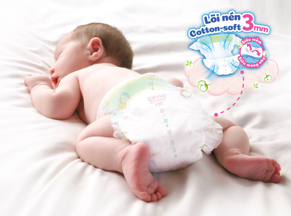 Những cải tiến làm nên Cuộc cách mạng mỏng mềm cho tã dán sơ sinh Bobby Lõi nén Cotton-soft 3mm - 3 Những cải tiến làm nên Cuộc cách mạng mỏng mềm cho tã dán sơ sinh Bobby Lõi nén Cotton-soft 3mm - 3