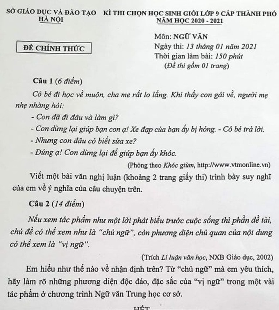 Tranh cãi đề thi học sinh giỏi là sự kiện giáo dục đáng chú ý tuần qua - 4 Tranh cãi đề thi học sinh giỏi là sự kiện giáo dục đáng chú ý tuần qua - 4