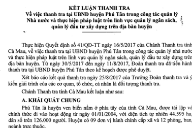 Kiến nghị kiểm điểm trách nhiệm chủ tịch huyện để xảy ra sai phạm tiền tỷ