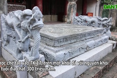 Long sàng đá chạm khắc trâu, chuột kết hợp hình rồng độc nhất Việt Nam