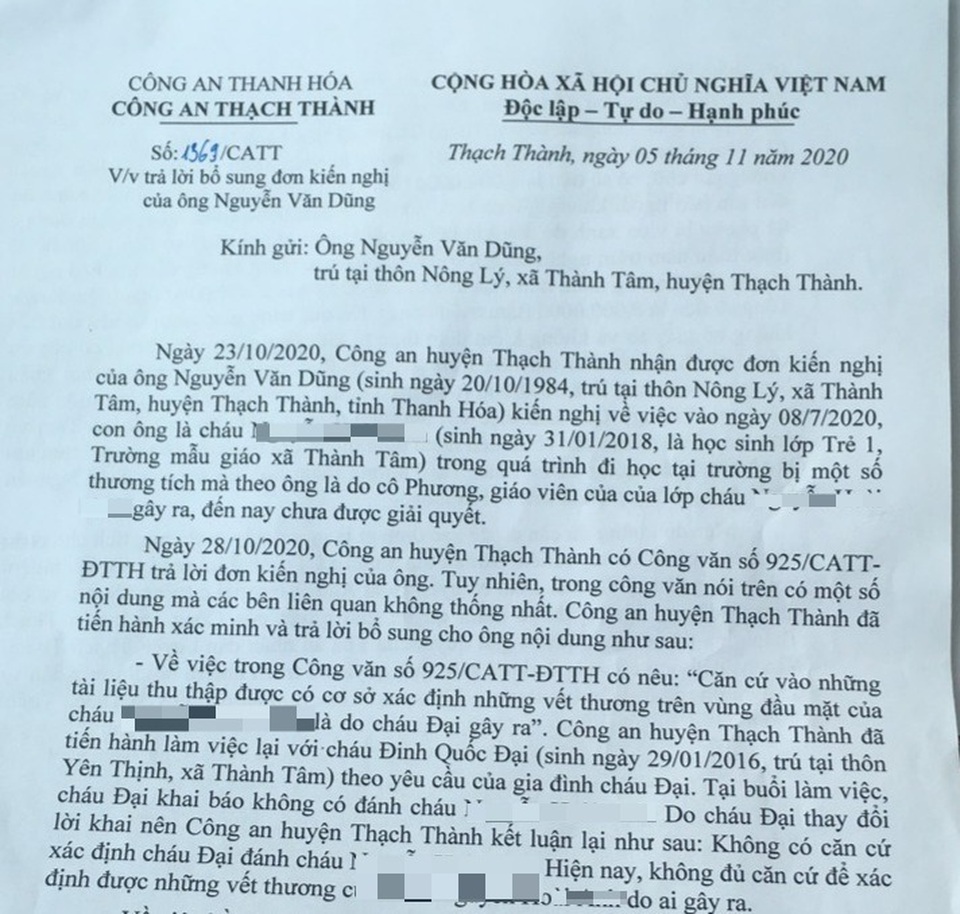 Phụ huynh tố cô giáo đánh bé gái 30 tháng tuổi bị thương - 3 Phụ huynh tố cô giáo đánh bé gái 30 tháng tuổi bị thương - 3