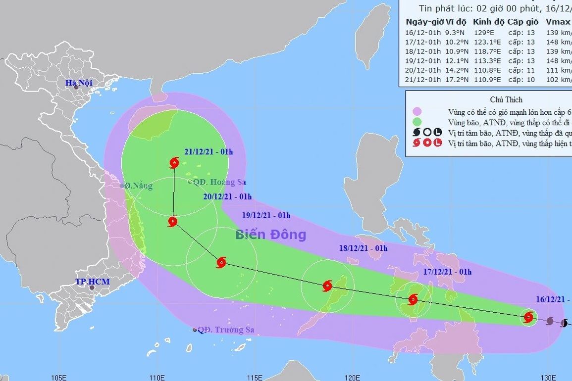 Bão Rai mạnh cấp 13 sắp vào Biển Đông - 1 Bão Rai mạnh cấp 13 sắp vào Biển Đông - 1