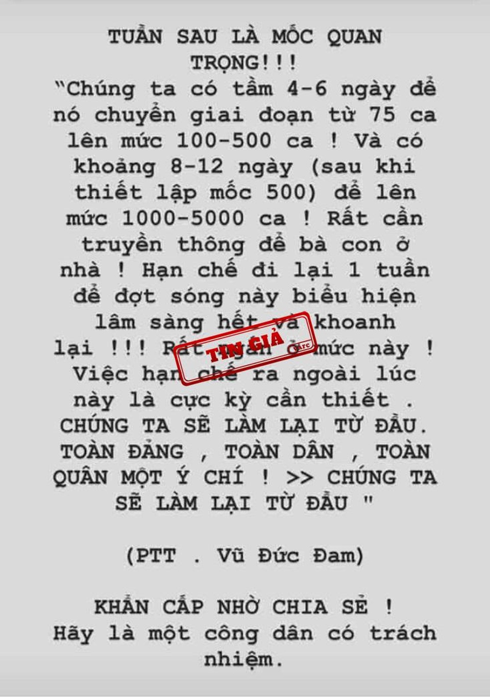 Giả mạo phát ngôn của Phó Thủ tướng Vũ Đức Đam về dịch Covid-19 - 1 Giả mạo phát ngôn của Phó Thủ tướng Vũ Đức Đam về dịch Covid-19 - 1