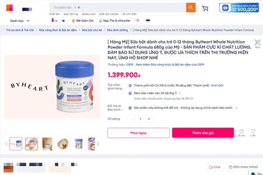 Sữa làm 31 trẻ ngộ độc botulinum vẫn xuất hiện trên sàn thương mại điện tử