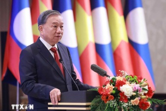 Tổng Bí thư dự Lễ khánh thành Công viên Hữu nghị Lào - Việt Nam ở Vientiane