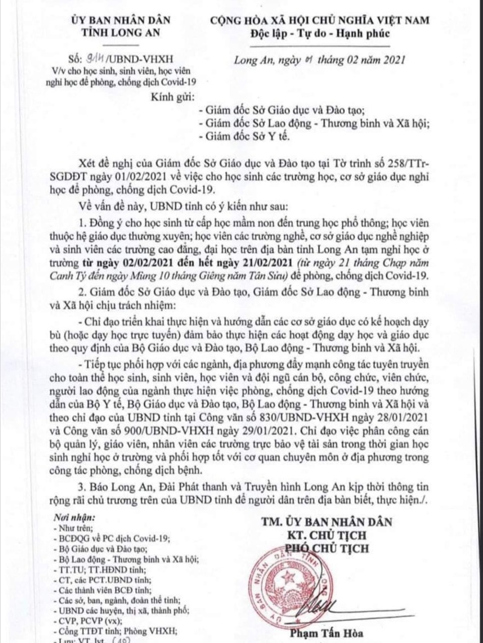 Thêm Long An, Đồng Tháp, 22 tỉnh thành cho học sinh nghỉ vì Covid-19 - 1 Thêm Long An, Đồng Tháp, 22 tỉnh thành cho học sinh nghỉ vì Covid-19 - 1