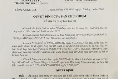 Đoàn Luật sư TPHCM xóa tên luật sư bị tố "bùng" tiền khách hàng