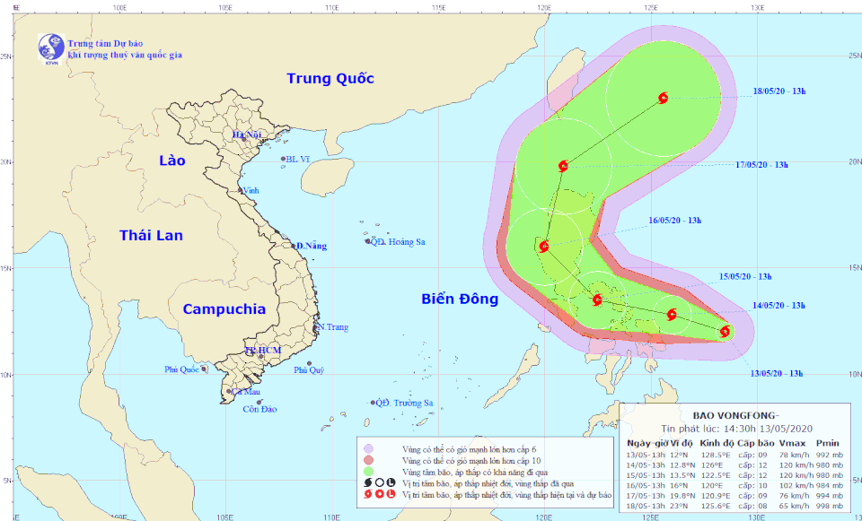 Xuất hiện bão Vongfong gần Biển Đông - 1 Xuất hiện bão Vongfong gần Biển Đông - 1