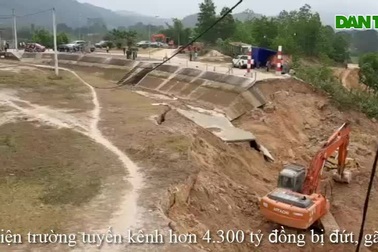 Hiện trường tuyến kênh hơn 4.300 tỷ đồng bị đứt, gãy