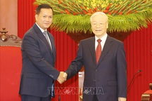 Tổng Bí thư Nguyễn Phú Trọng tiếp Thủ tướng Campuchia Hun Manet