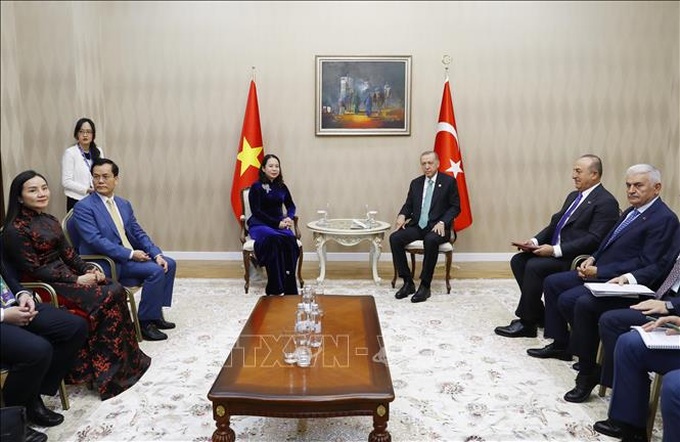 Phó Chủ tịch nước Võ Thị Ánh Xuân hội kiến Tổng thống Thổ Nhĩ Kỳ Recep Tayyip Erdogan. 
