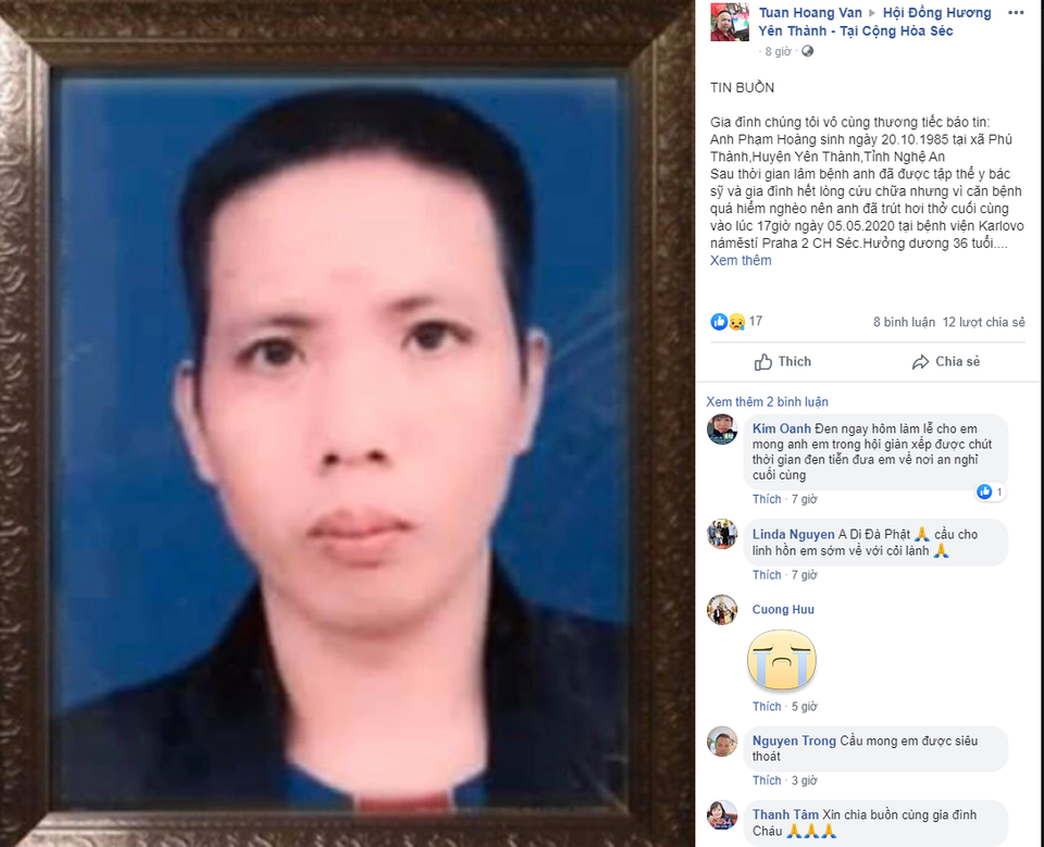 Lao động Việt tử vong tại Séc, gia đình mong được đưa thi thể về nước - 1