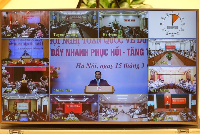 Hội nghị trực tuyến toàn quốc về du lịch năm 2023 với chủ đề “Đẩy nhanh phục hồi – Tăng tốc phát triển” có sự tham gia của lãnh đạo các bộ, ngành, 63 tỉnh, thành phố và các hiệp hội, doanh nghiệp về du lịch, các hãng hàng không.