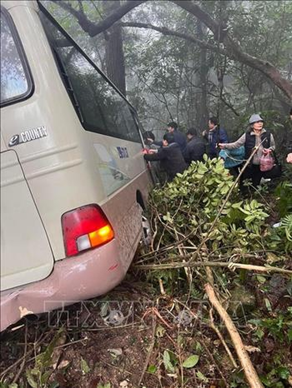 Xe chở 28 cán bộ hưu trí bệnh viện quân y lao xuống vực sâu Tam Đảo - 2 Xe chở 28 cán bộ hưu trí bệnh viện quân y lao xuống vực sâu Tam Đảo - 2