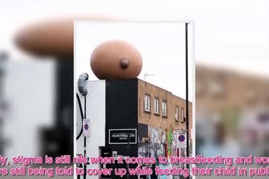 Quả bóng khổng lồ hình bầu ngực phụ nữ trên nóc nhà