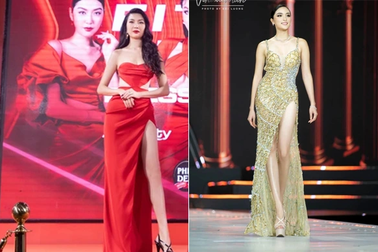 Á hậu Thúy Vân và Diệu Linh chuộng váy xẻ cao khoe chân thon
