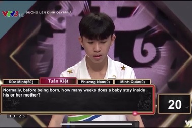 Phần thi Khởi động của nam sinh giành vé vào chơi Chung kết Oly