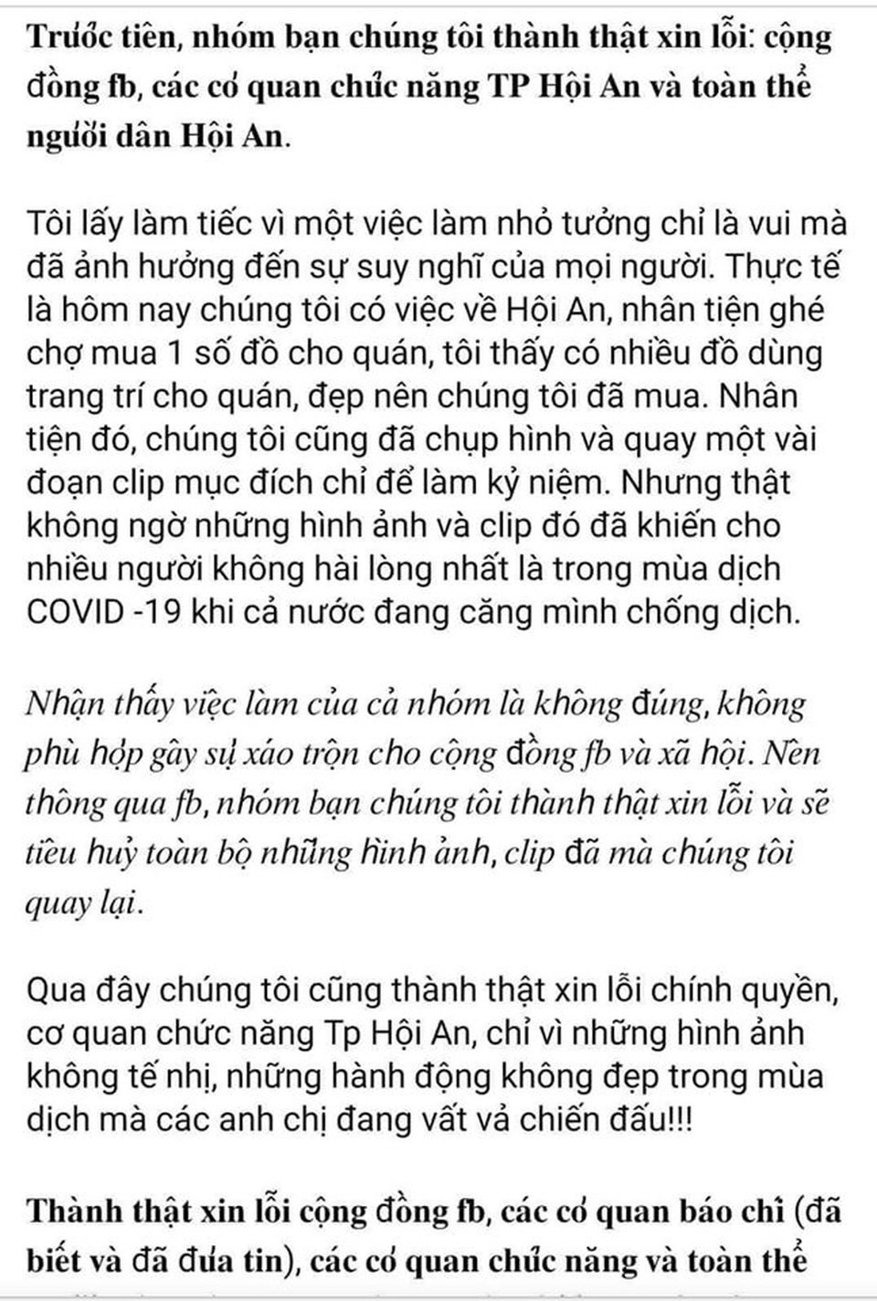 Nhóm người cải trang “diễn trò” ăn xin ở Hội An lên tiếng xin lỗi - 3 Nhóm người cải trang “diễn trò” ăn xin ở Hội An lên tiếng xin lỗi - 3