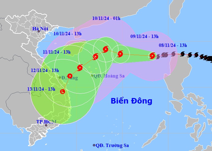 Bão Yinxing đổi hướng liên tục trên Biển Đông - 1