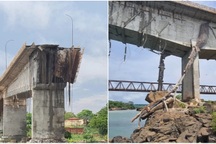 Cây cầu bất ngờ đổ sập, nhiều xe máy và ô tô rơi xuống sông