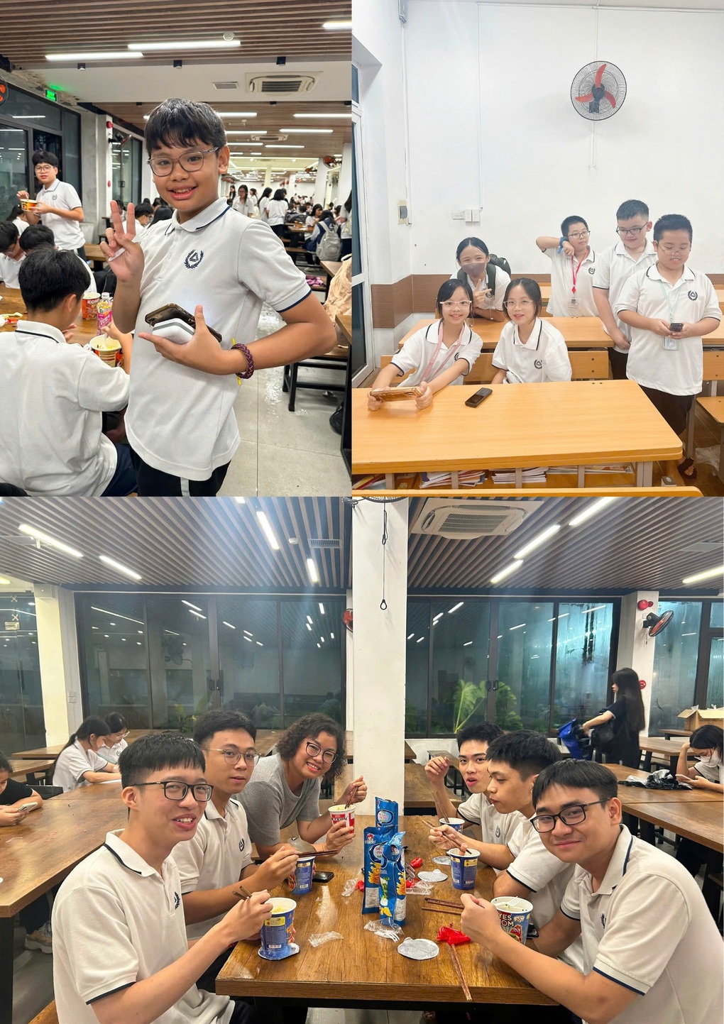 ស្នាក់នៅសាលាមួយយប់ដោយសារទឹកជំនន់ សិស្សច្រៀងខារ៉ាអូខេ គ្រូធ្វើបបរ - ៣ Ở lại trường qua đêm vì mưa ngập, học sinh hát karaoke, thầy cô nấu cháo gà - 3