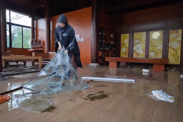 Người phụ nữ thẫn thờ nhìn căn nhà hơn 5 tỷ đồng bị bão Kajiki "xé toang"