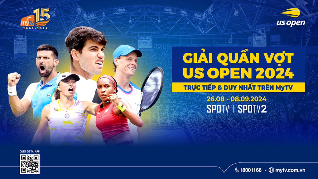 US Open 2024 sẽ phát trực tiếp và duy nhất trên MyTV - 1 US Open 2024 sẽ phát trực tiếp và duy nhất trên MyTV - 1