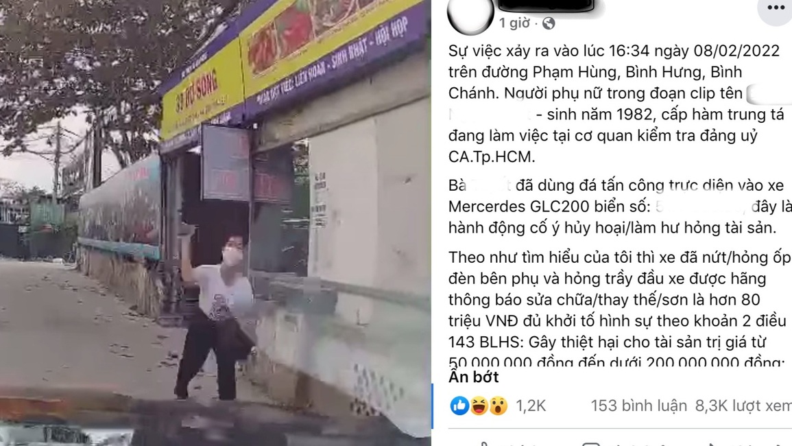 Lan truyền clip tố nữ trung tá ném đá xe Mercedes, công an đang xác minh - 1 Lan truyền clip tố nữ trung tá ném đá xe Mercedes, công an đang xác minh - 1