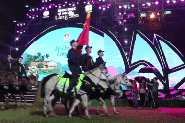Mãn nhãn màn biểu diễn kỵ binh trong đêm khai mạc Lễ hội Làng Sen 2024