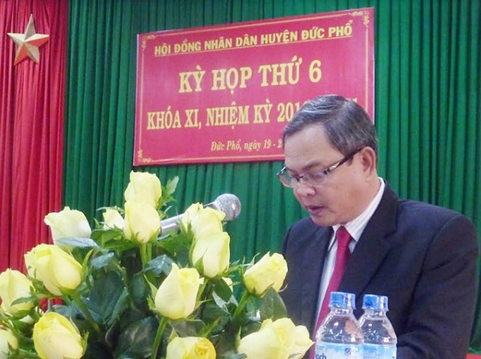 Ông Huỳnh Quý - Bí thư Huyện ủy Đức Phổ (ảnh trang tin điện tử huyện Đức Phổ).