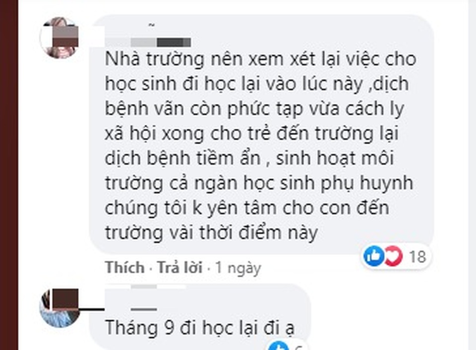 Trường thông báo đi học trở lại, phụ huynh phản đối vì lo lắng dịch bệnh - 3 Trường thông báo đi học trở lại, phụ huynh phản đối vì lo lắng dịch bệnh - 3