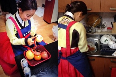 Lee Hyori làm dâu đảm trong Tết truyền thống