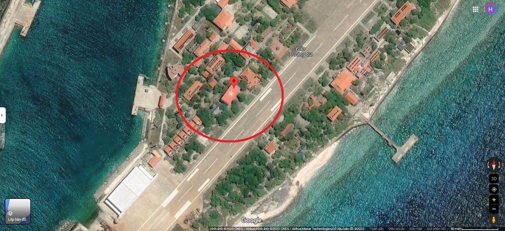 Hình ảnh lá cờ Việt Nam trên đảo Trường Sa đã xuất hiện trở lại trên ứng dụng Google Maps từ trưa 18/7 (Ảnh chụp màn hình). Hình ảnh lá cờ Việt Nam trên đảo Trường Sa đã xuất hiện trở lại trên ứng dụng Google Maps từ trưa 18/7 (Ảnh chụp màn hình).