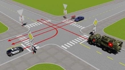 Trong trường hợp này, thứ tự xe đi như thế nào là đúng quy tắc giao thông?