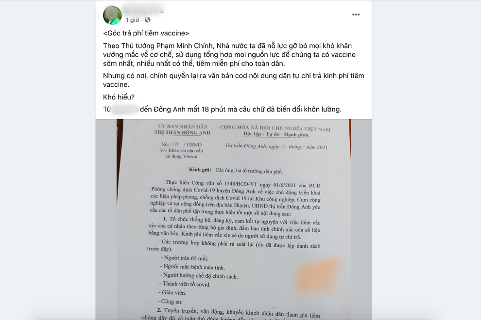 Vụ phải trả phí tiêm vắc xin ngừa Covid-19 ở Hà Nội: Do hiểu sai bản chất! - 1 Vụ phải trả phí tiêm vắc xin ngừa Covid-19 ở Hà Nội: Do hiểu sai bản chất! - 1