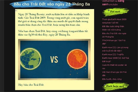 Hãy dành cho Trái đất một giờ “nghỉ ngơi”