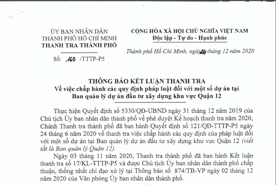 TPHCM: Ban quản lý dự án quận có nhiều sai sót, gây thất thoát - 1 TPHCM: Ban quản lý dự án quận có nhiều sai sót, gây thất thoát - 1
