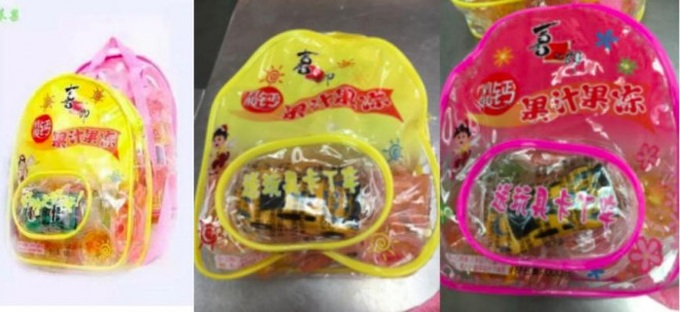 Sản phẩm kẹo thạch sữa trái cây (XZL Milk Fruit Jelly School Bags) có nguy cơ gây nghẹt thở vật lý khi sử dụng.