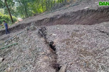 Sụt lún cả quả đồi, người dân thấp thỏm