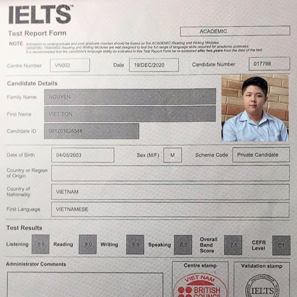 Nam sinh hệ đào tạo 9+ đạt 7.5 IELTS: Mơ ước thành lập trình viên - 1 Nam sinh hệ đào tạo 9+ đạt 7.5 IELTS: Mơ ước thành lập trình viên - 1