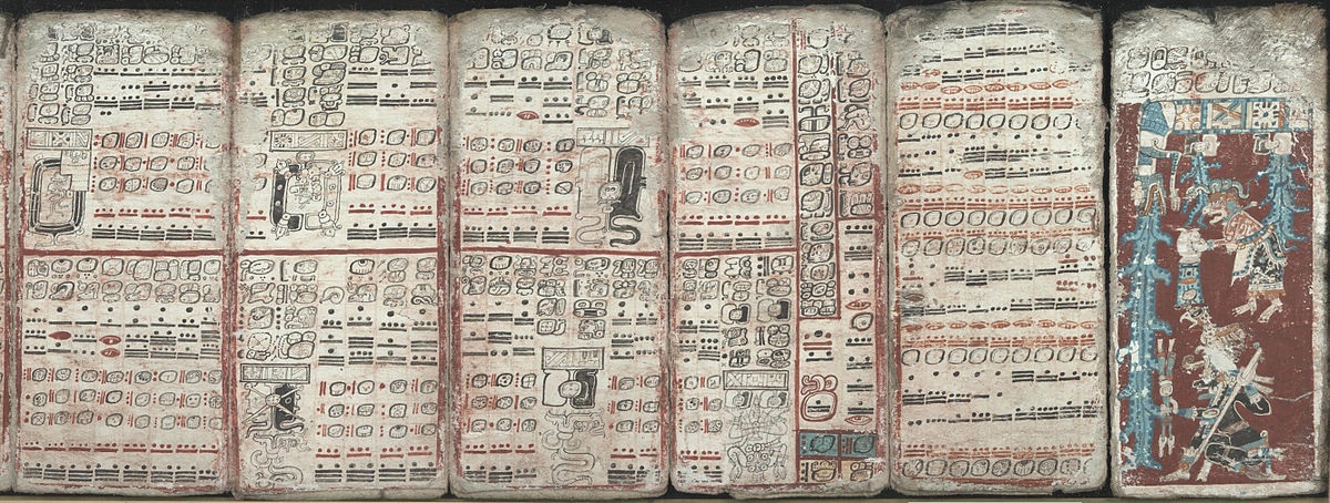 Nội dung cuốn sách Dresden Codex được viết bằng chữ tượng hình Maya (Ảnh: Wikipedia).
