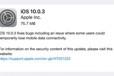 Apple tung bản cập nhật iOS 10.0.3 sửa lỗi mất 3G trên iPhone 7 và 7 Plus