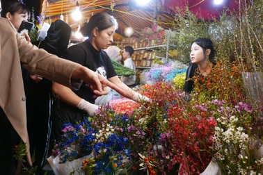 Chợ hoa nổi tiếng nhất Hà Nội nhộn nhịp xuyên đêm 29 Tết