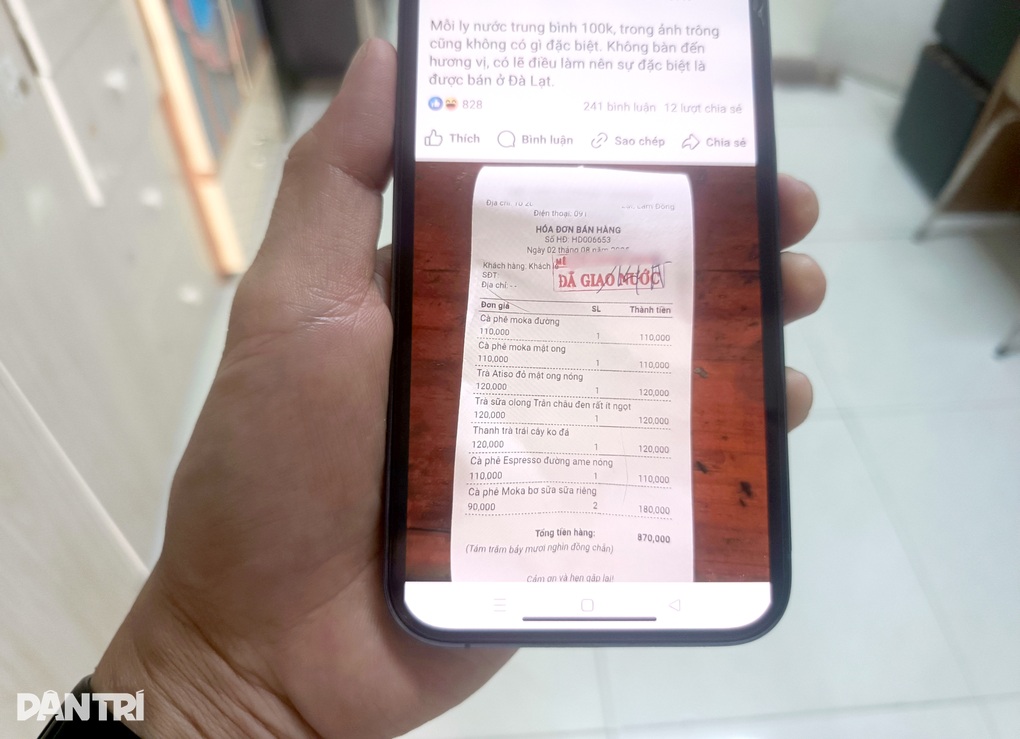 Du khách tố quán cà phê ở Đà Lạt bán đồ uống “giá chát” - 1 Du khách tố quán cà phê ở Đà Lạt bán đồ uống “giá chát” - 1