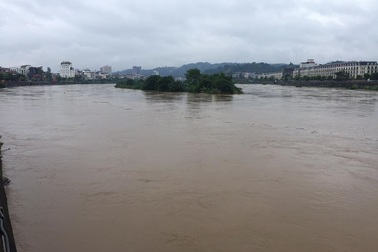 Lũ lớn nhấn chìm đảo Soi Tiền nằm giữa sông Hồng