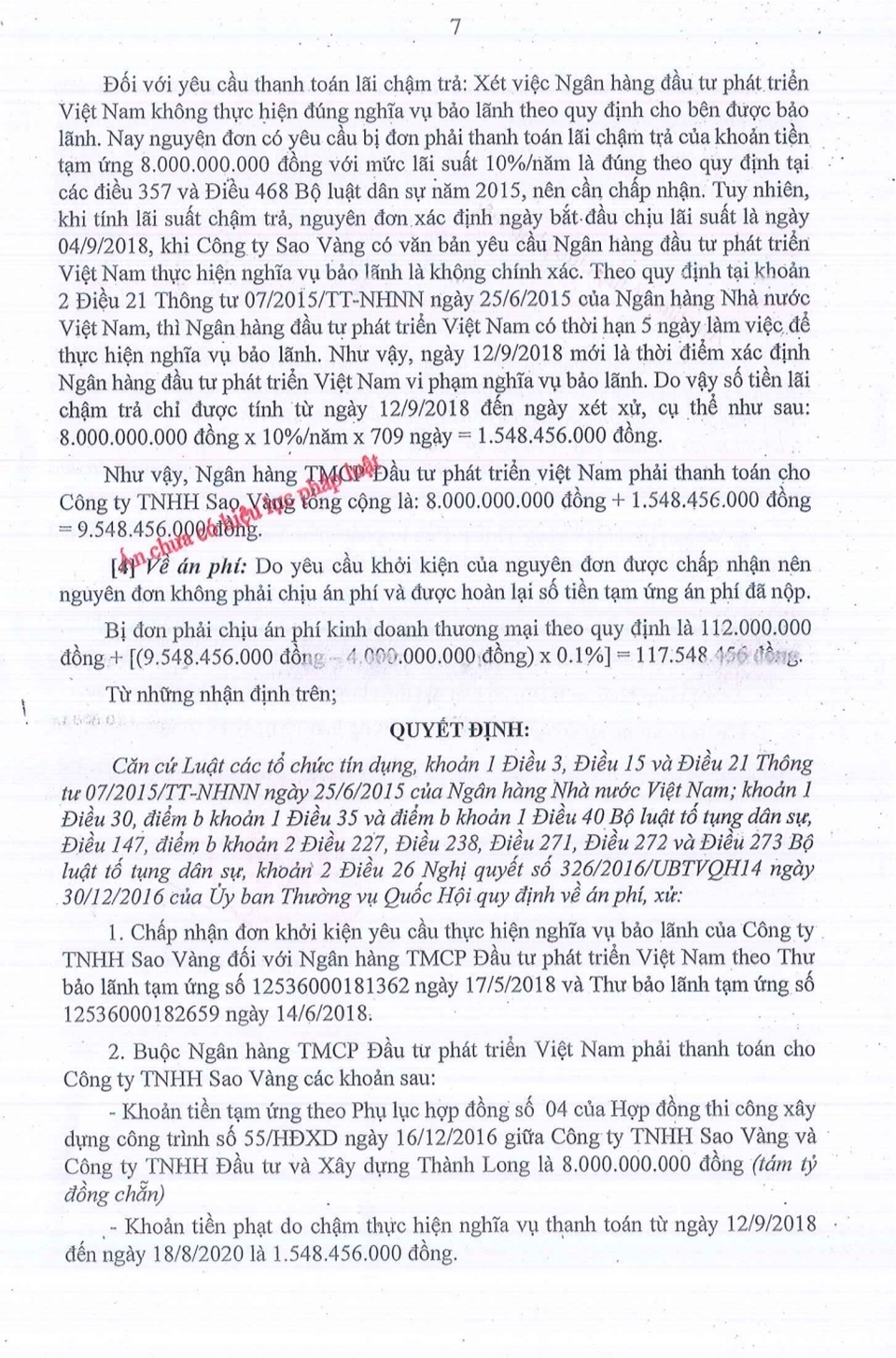 Tại sao Toà tuyên Ngân hàng BIDV thua kiện, phải trả hơn 9,5 tỷ đồng? - 2 Tại sao Toà tuyên Ngân hàng BIDV thua kiện, phải trả hơn 9,5 tỷ đồng? - 2