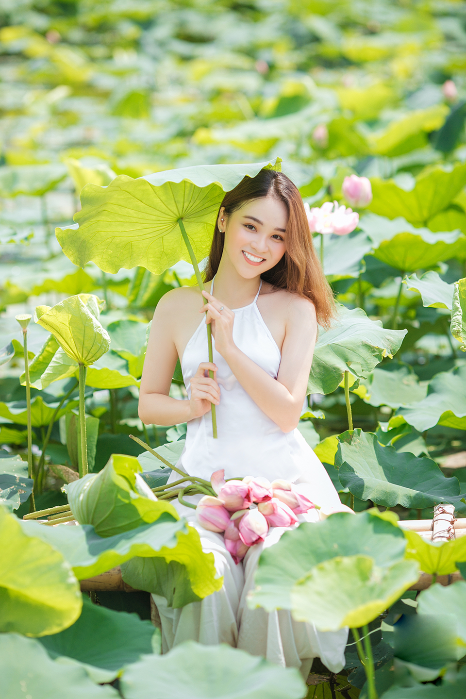 Hot girl ĐH Thủ đô biến hóa trong trẻo bên hoa sen - 3 Hot girl ĐH Thủ đô biến hóa trong trẻo bên hoa sen - 3