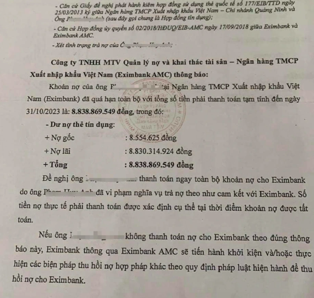 Vụ vay thẻ Eximbank 8,5 triệu thành nợ 8,8 tỷ đồng: Thanh tra vào cuộc - 1